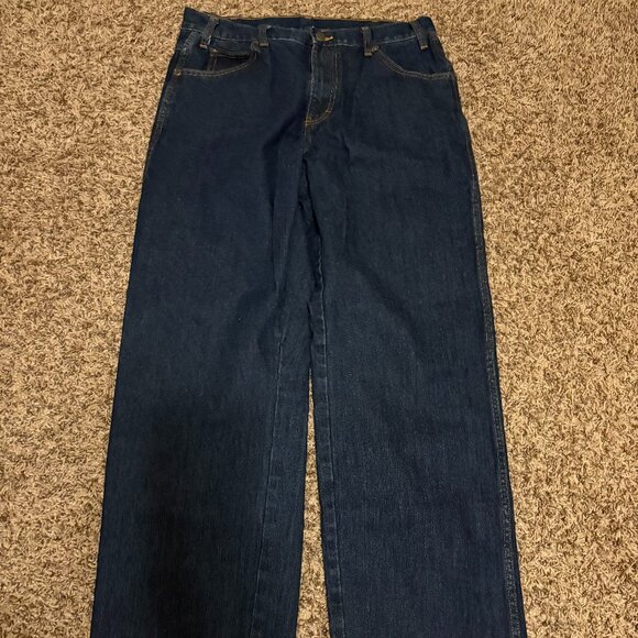 Dickies Men's Jeans 34 W X 32 L Dark Blue Denim Straight Leg Pockets Belt Loops - Picture 1 of 3
